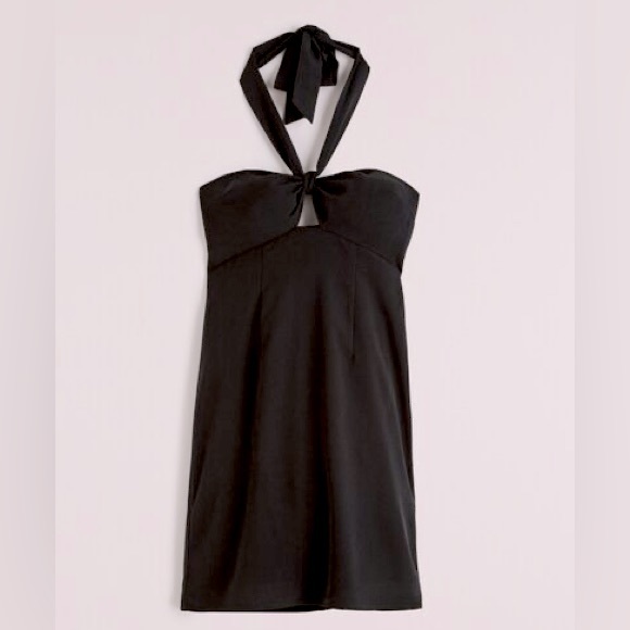 NWT Abercrombie & Fitch Knot-Front Cutout Halter Mini Dress - Picture 2 of 7